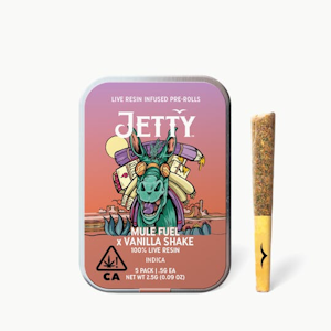 JETTY - JETTY | MULE FUEL X VANILLA SHAKE -5PK INFUSED | PREROLL | 2.5G