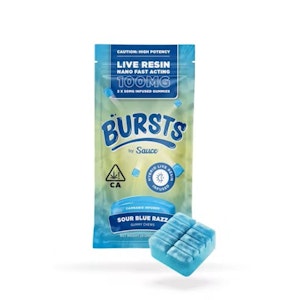 SAUCE ESSENTIALS - Sauce Bursts Sour Blue Razz Bursts 100mg Edibles