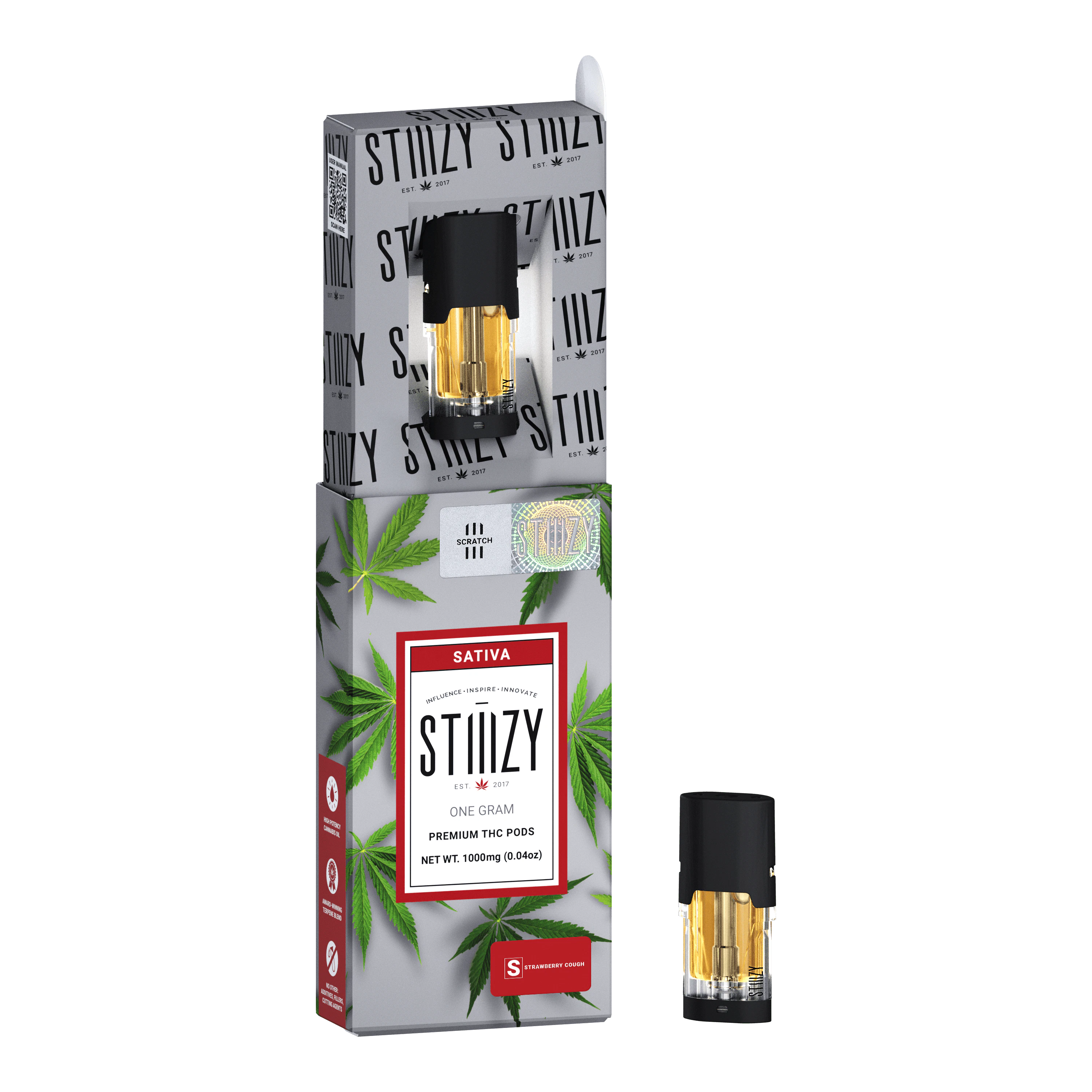STIIIZY - Vape Cartridge - STRAWBERRY COUGH 1G Original THC Pod - STIIIZY Main Image