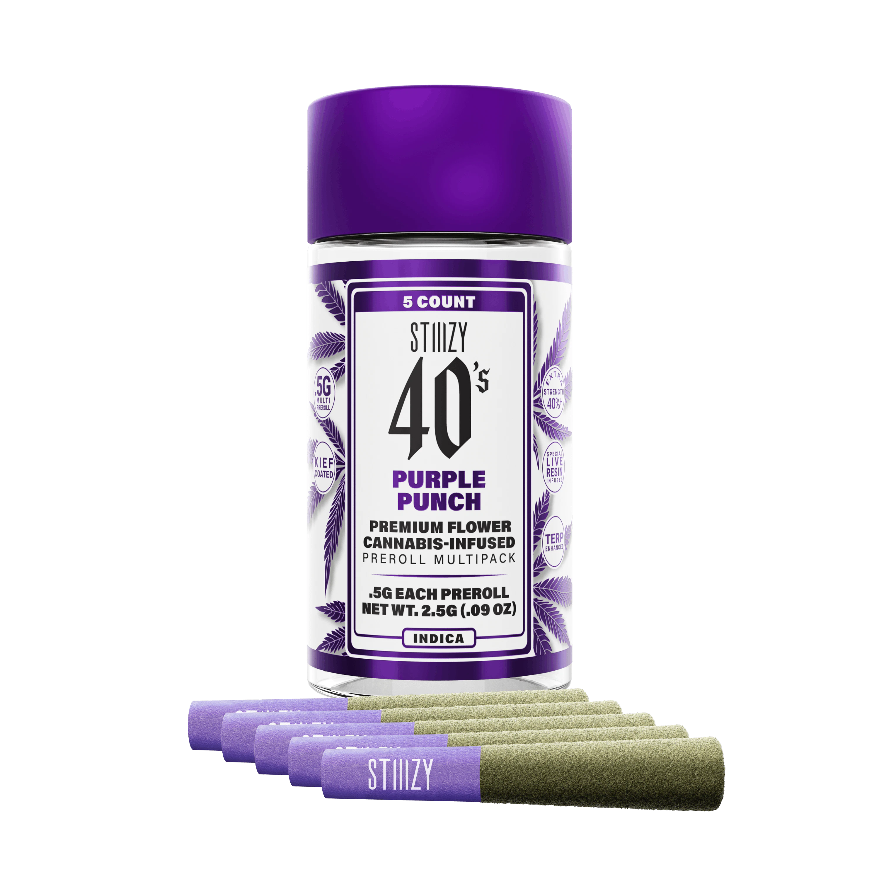 STIIIZY - STIIIZY - Infused 40's Purple Punch Preroll 5pk - 2.5g Main Image