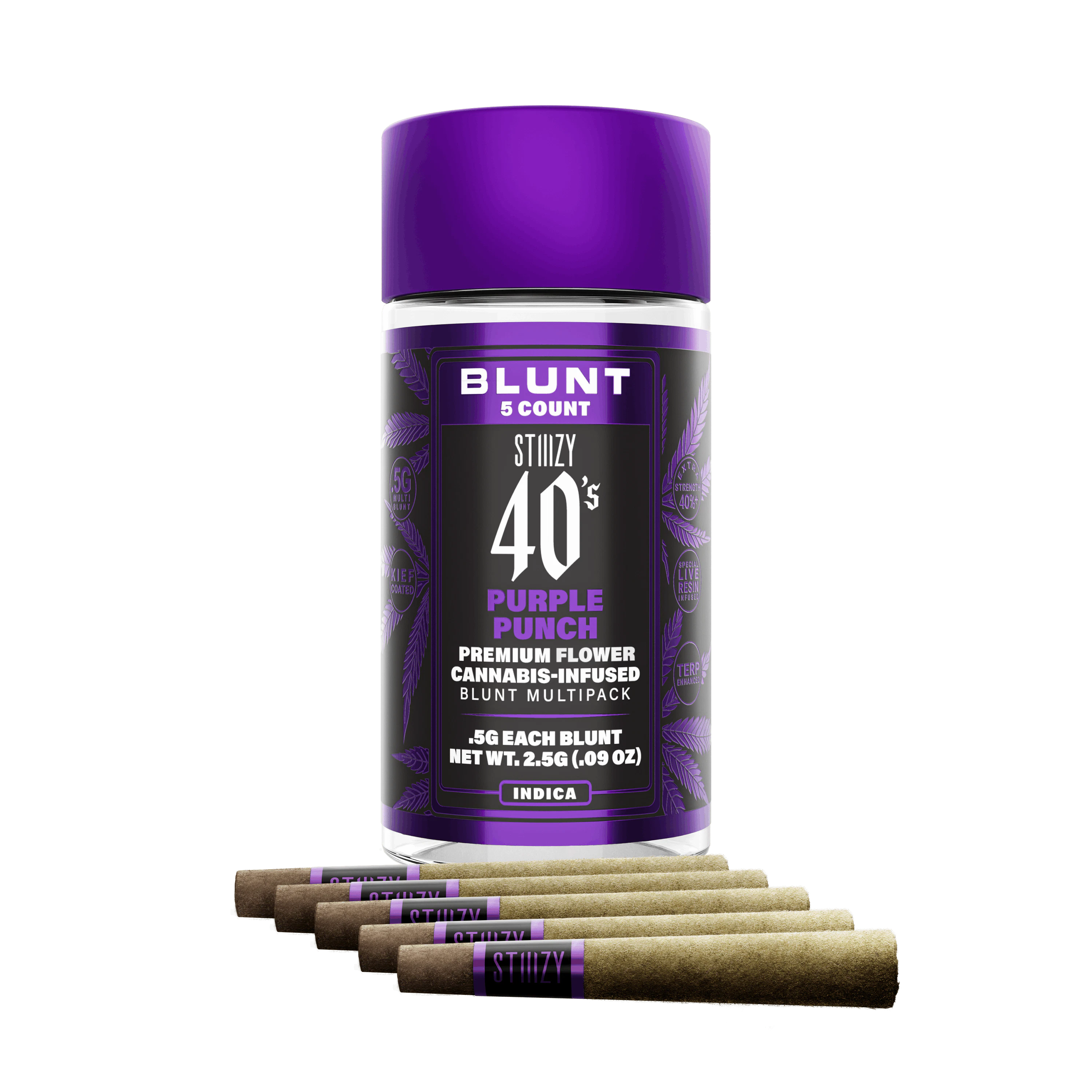 STIIIZY - PURPLE PUNCH - .5G 40's Infused Mini Blunt 5 Pack Main Image