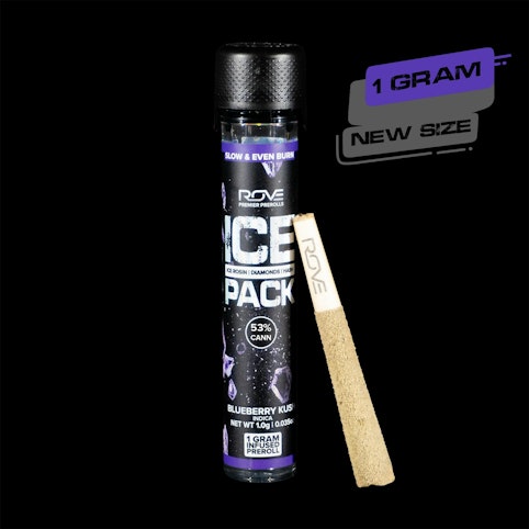 Rove - Blueberry Kush -Indica- Triple-Infused Ice Packs {Rosin, Hash and Diamonds} 1g (Pre-Roll)  |  Rove     -l10