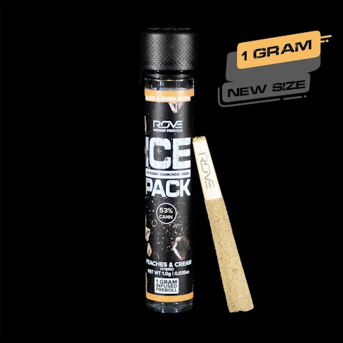 Rove - Peaches & Cream -Hybrid- Triple Infused Ice Packs  {Rosin, Hash, and Diamonds} 1G (Pre-Roll)  |  Rove   -m10