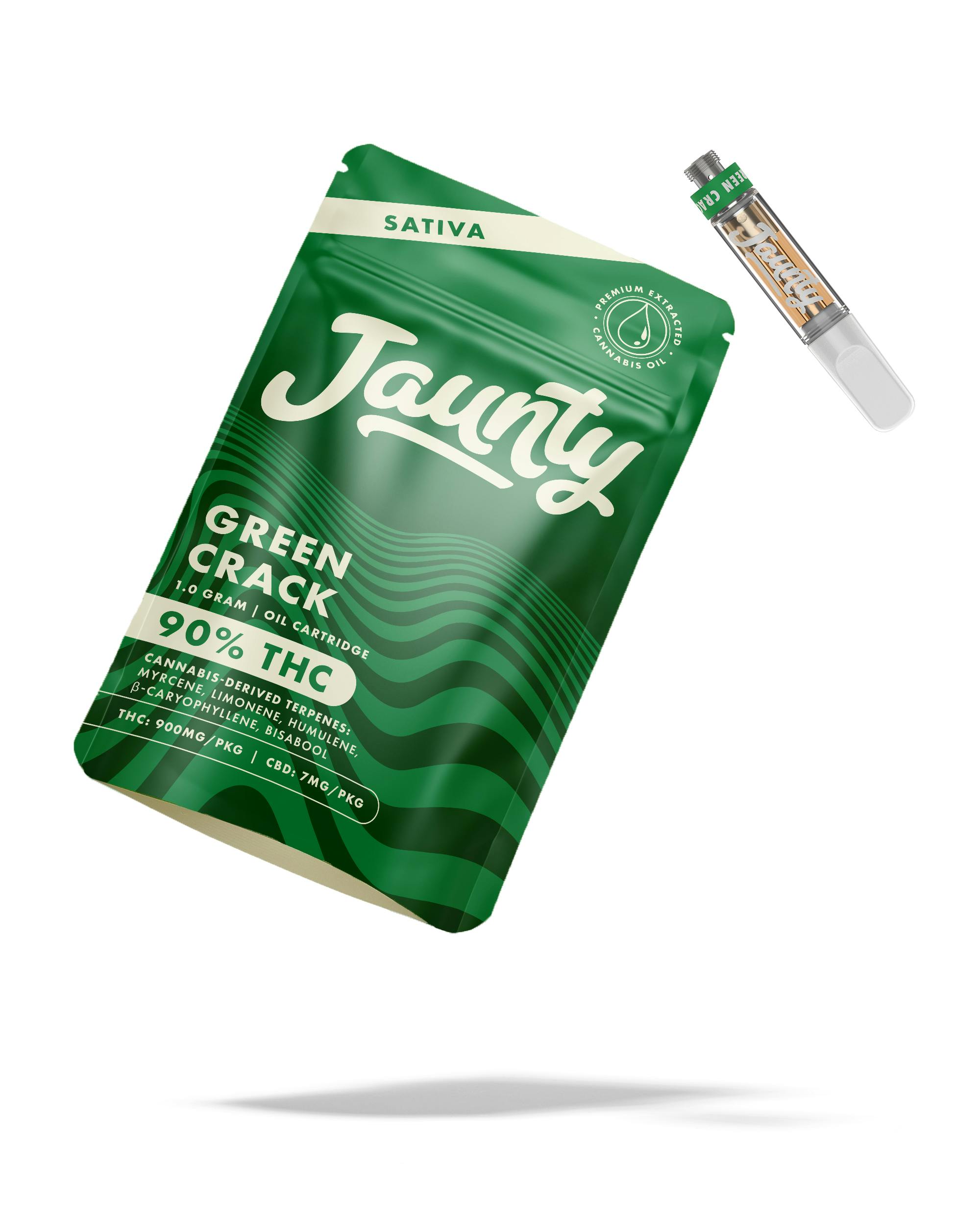Green Crack -Sativa-  90% THC | 1g Cartridge Cannabis Oil (Vape Cartridge) | Jaunty   - i2 back