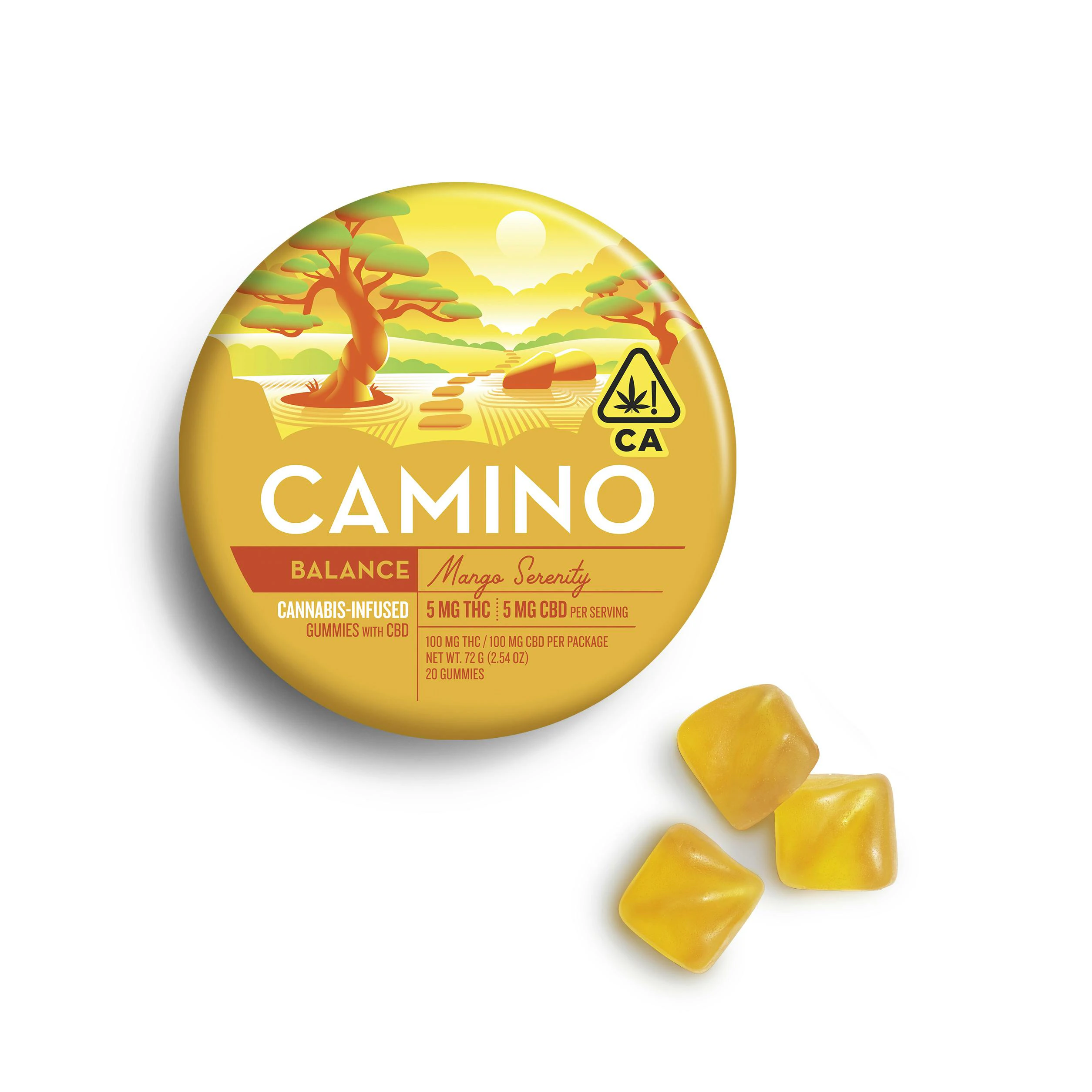 Kiva Confections - CAMINO - MANGO SERENITY 5:5 CBD BALANCE GUMMIES Main Image