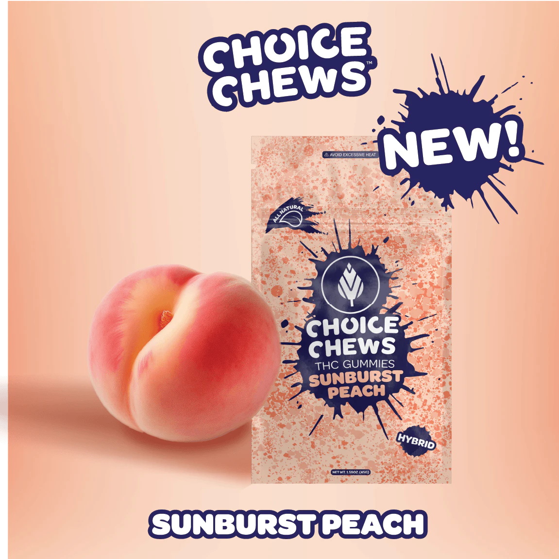 Choice Chews - Choice Chews - Sunburst Peach (Hybrid) -200mg Main Image