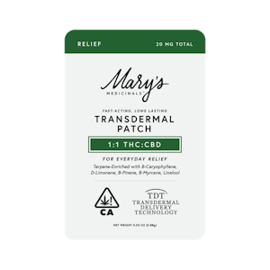 MARY'S MEDICINALS - Mary's Relief (1:1) Transdermal Patch (CA)