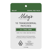 MARY'S MEDICINAL - RELIEF PATCH 10MG CBD:10MG CBD - 10 PACK