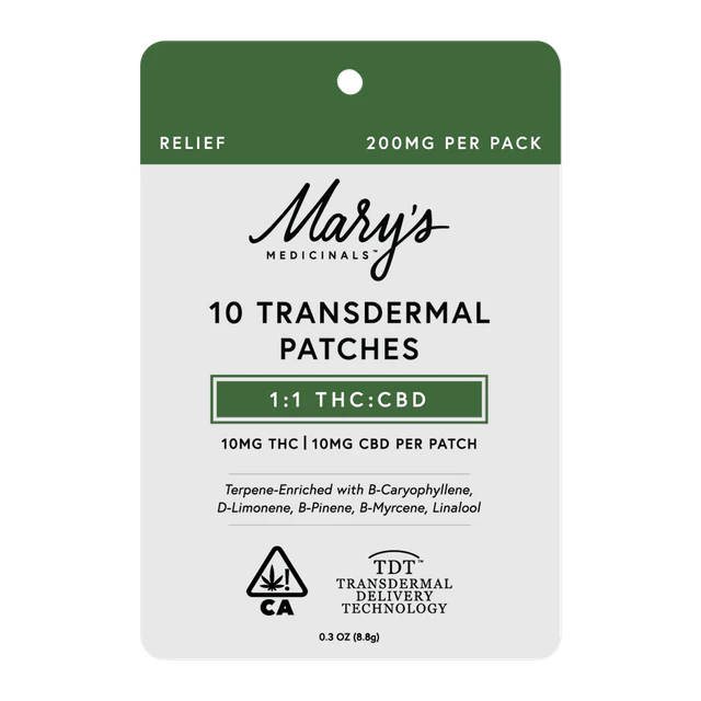Mary's Medicinals™ - MARY'S MEDICINAL - RELIEF PATCH 10MG CBD:10MG CBD - 10 PACK Main Image