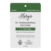 Mary's Medicinals | 1:1 Transdermal Patch | 10pk | CBD:THC | 100mg