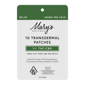 MARY'S MEDICINALS - 10-Pack Relief (1:1) Transdermal Patches (CA)