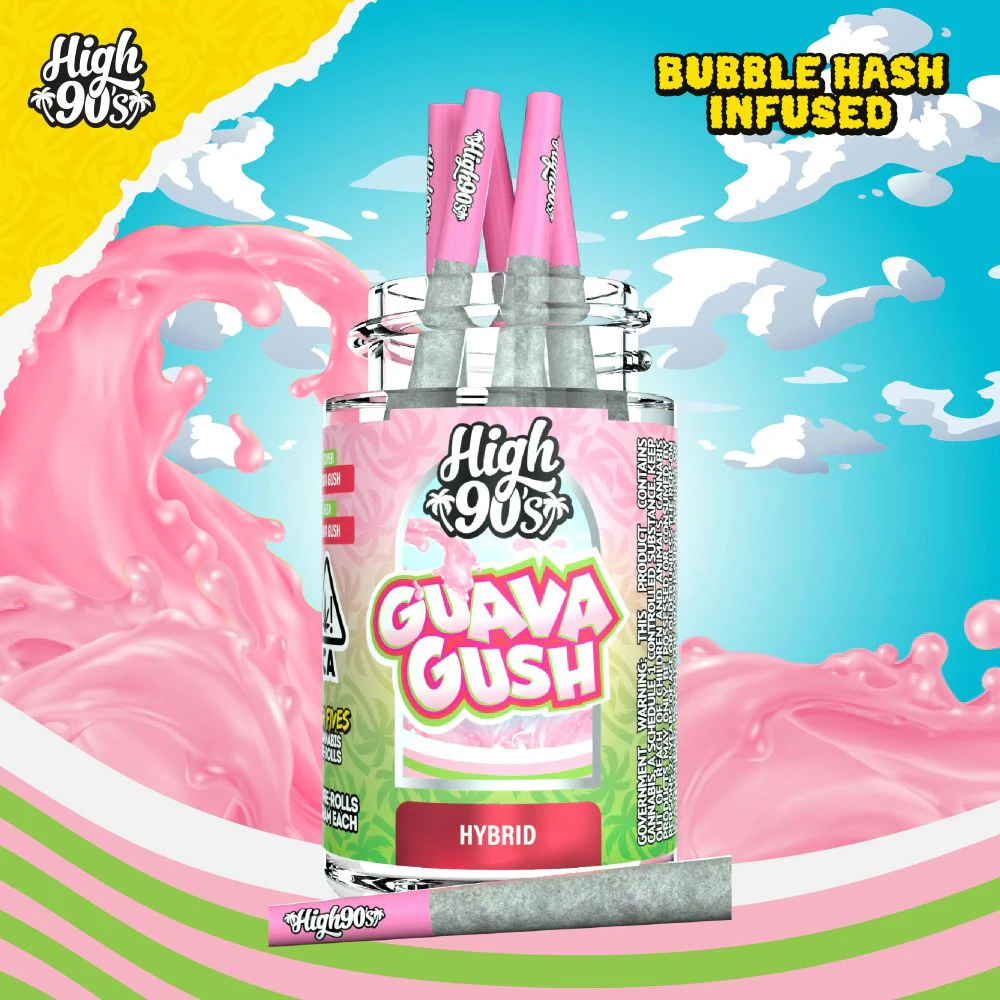 HIGH 90s - High 90's Hash Infused 5pk Prerolls 2.5g Guava Gush Main Image