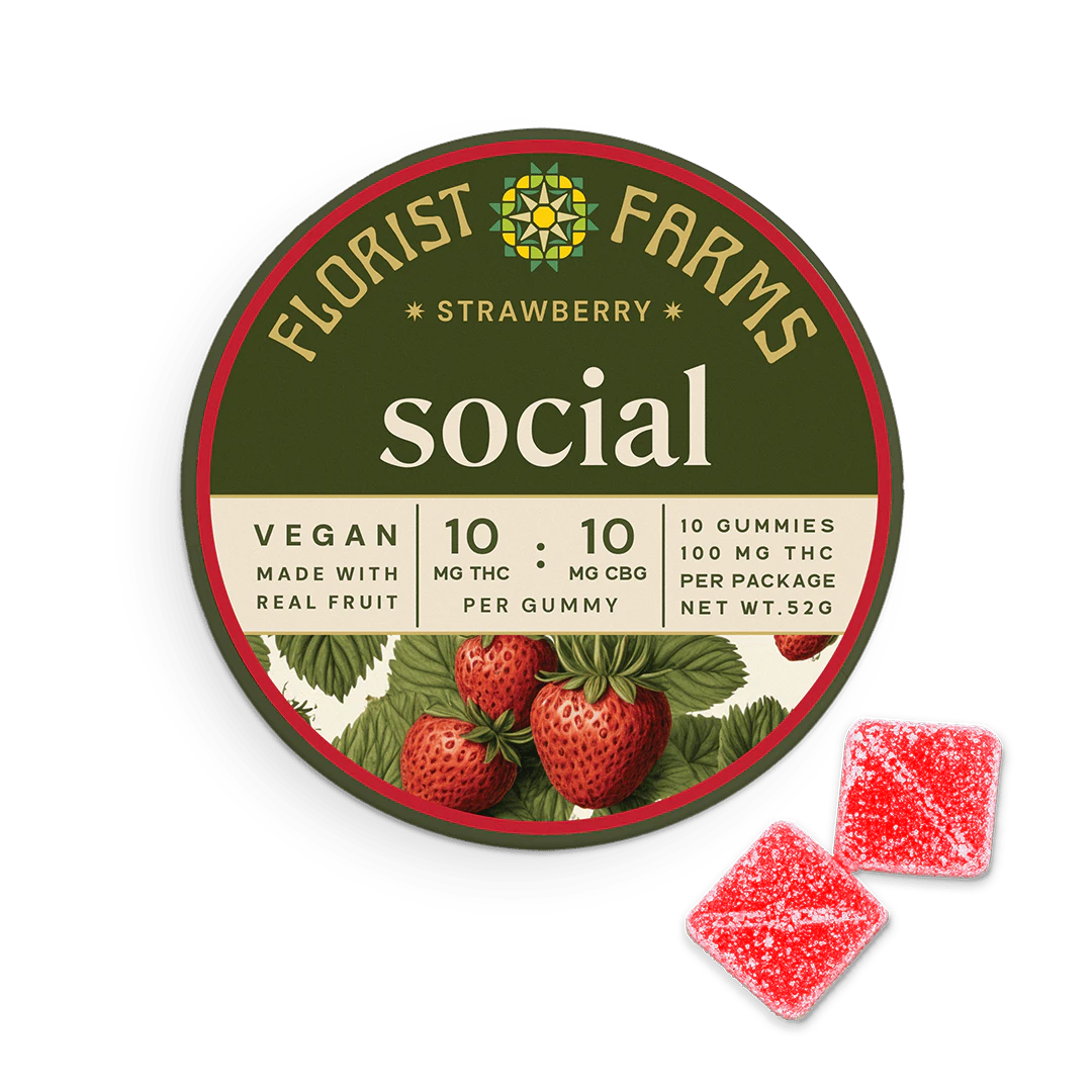 Florist Farms - FFarms Strawberry Gummy, 100mg, 10ct.| E6 Main Image