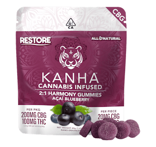 KANHA - KANHA - Ratios - 2:1 CBG:THC NANO 300mg 20mg CBG : 10mg THC - Acai Blueberry
