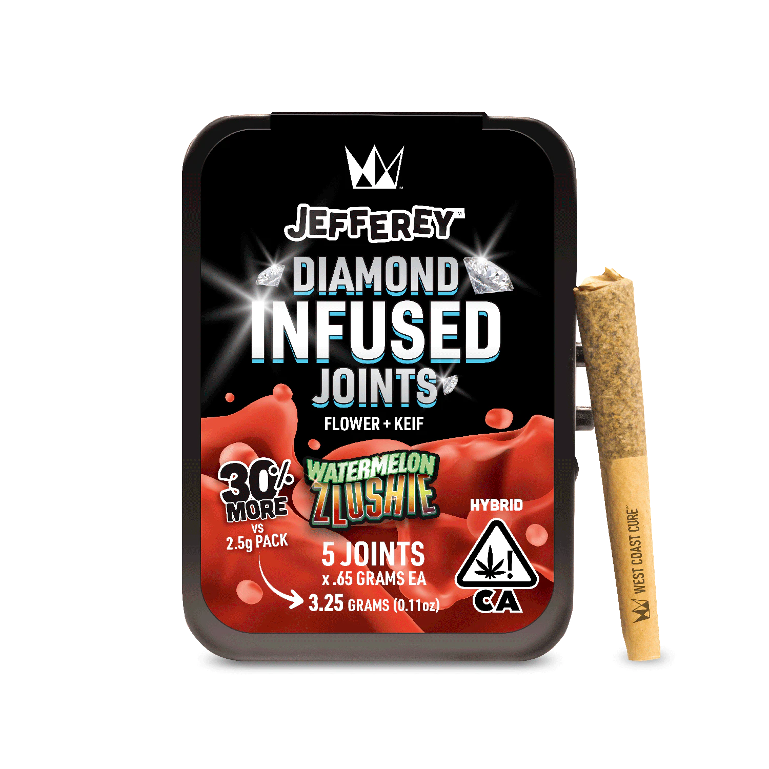 West Coast Cure - [West Coast Cure] Jefferey Diamond Infused 5pk Prerolls - 3.25g - Watermelon Zlushie (H) Main Image