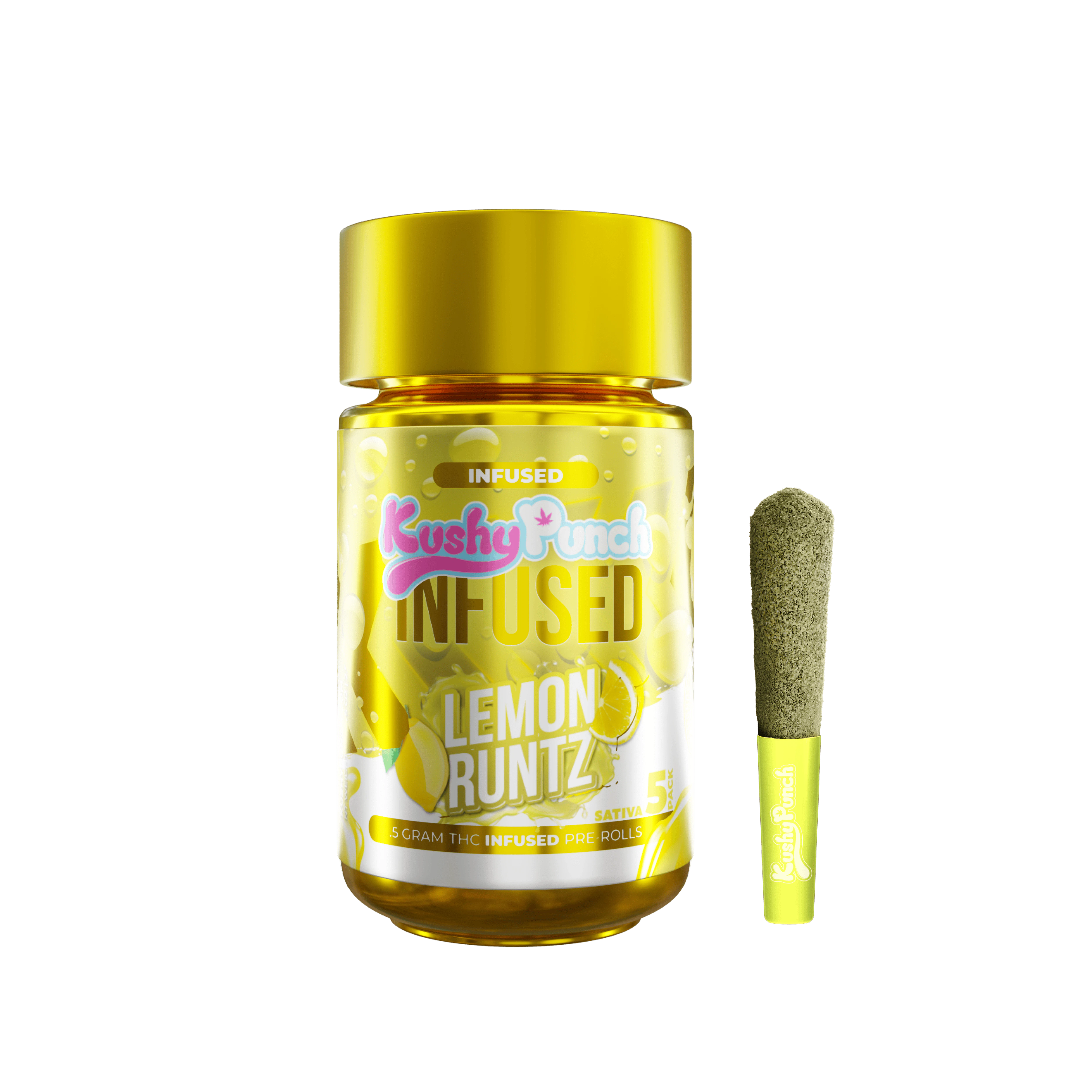 Kushy Punch - Kushy Punch Infused .5g Liquid Diamond Prerolls 5PK  - Lemon Runtz Main Image