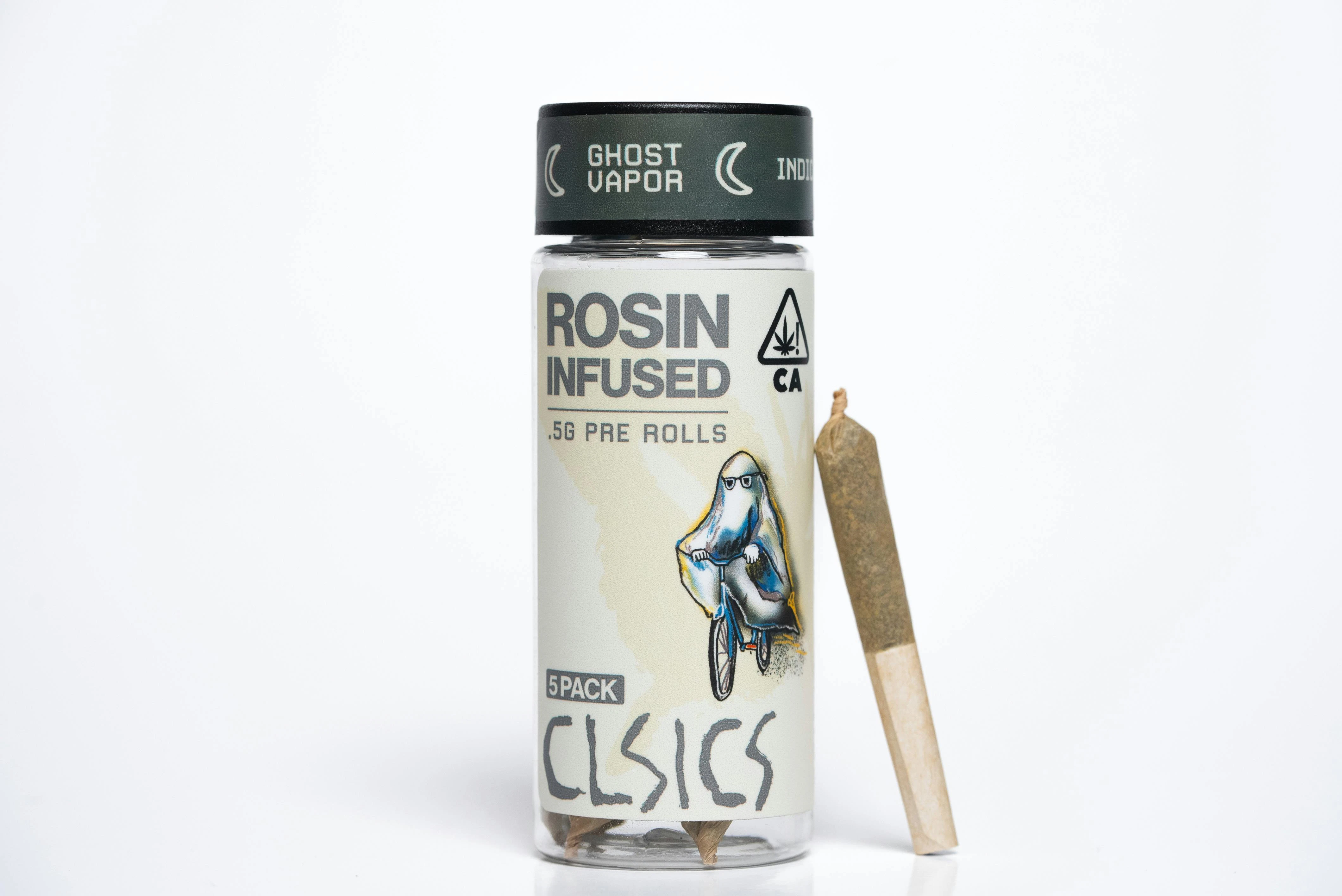 CLSICS Rosin & Rosin Infused Pre Rolls - CLSICS - GHOST VAPOR .5G 5PK ROSIN INFUSED PRE-ROLLS Main Image