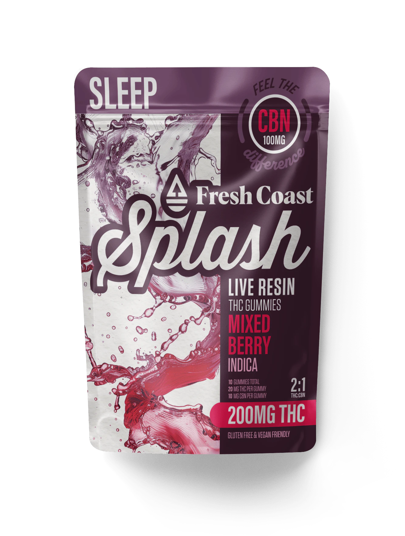 FRESH COAST - Mixed Berry | Splash Live Resin Gummies | Indica | 200mg THC:100mg CBN Main Image