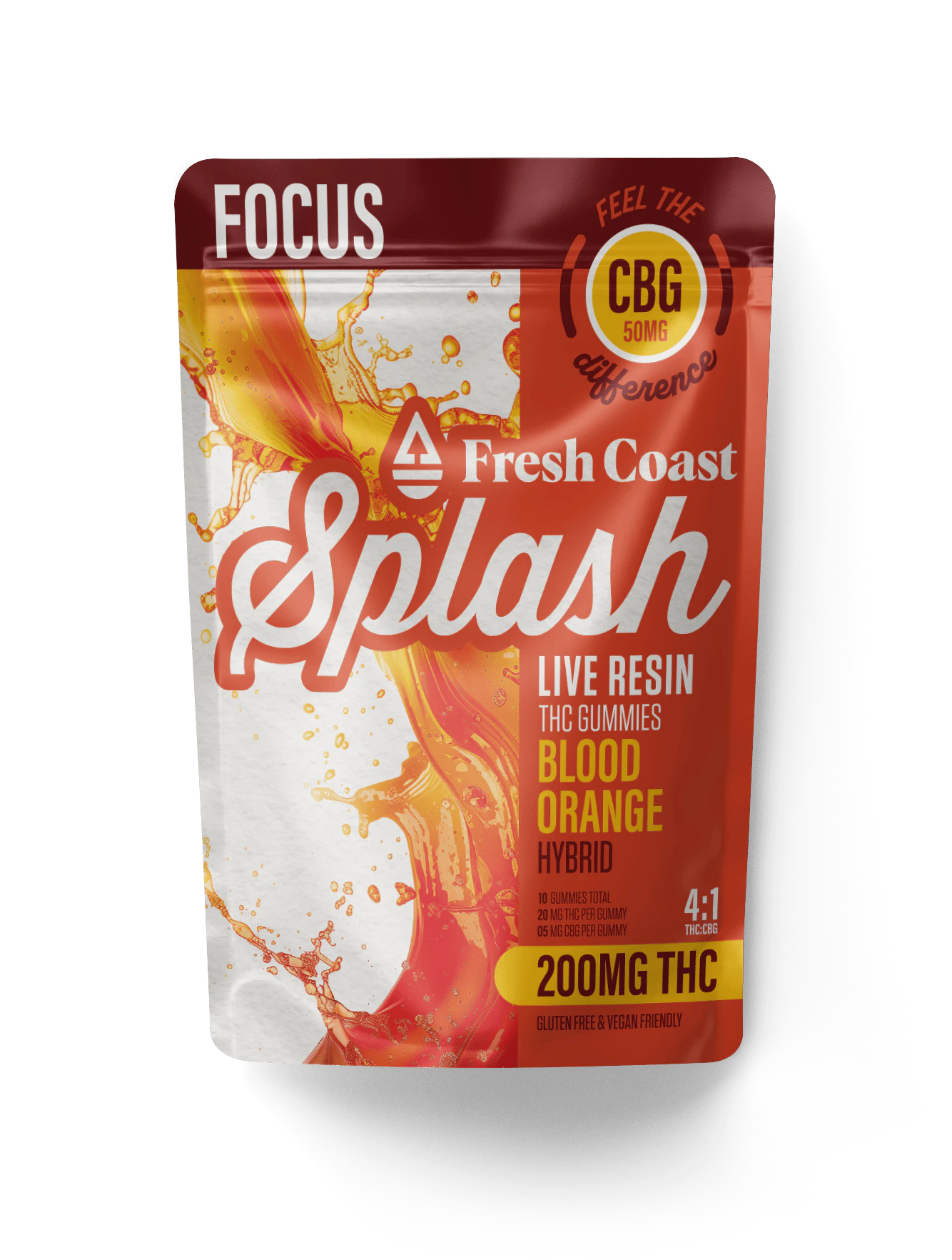 FRESH COAST - Blood Orange | Splash Live Resin Gummies | Hybrid | 200mg THC:50mg CBG Main Image