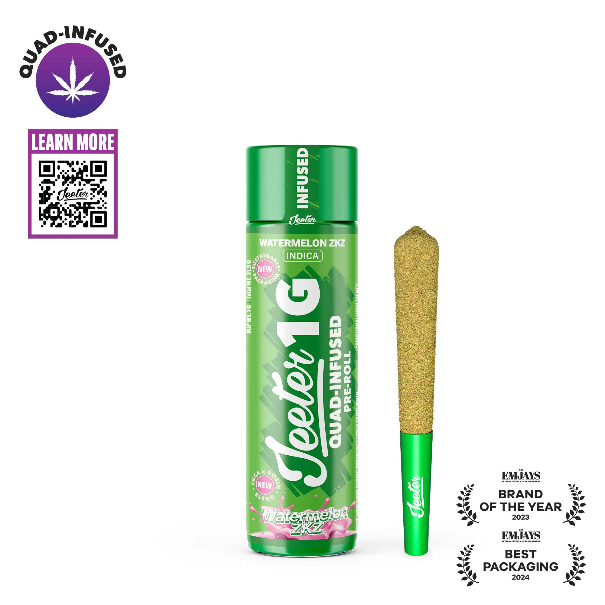 Jeeter - Watermelon ZKZ - 1g Quad-Infused Joint (Jeeter) Main Image
