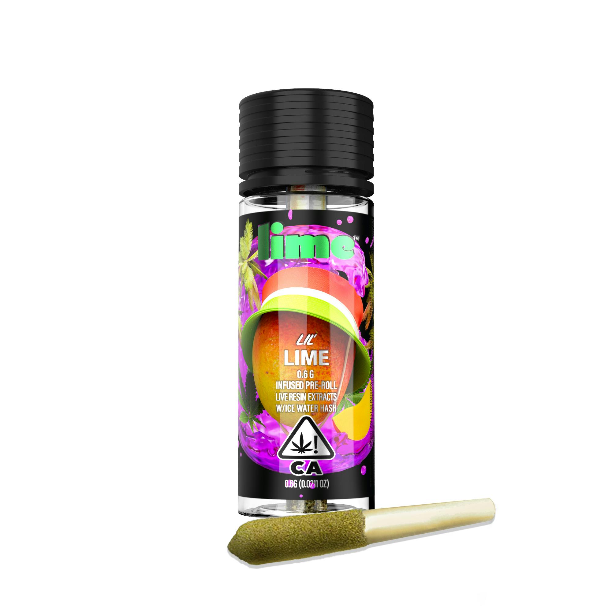 Lime Peach Ringz Diamond & Hash Infused Lil' Limes Mini Pre-Roll 0.6g