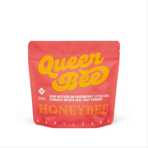 QUEEN BEE - QUEEN BEE - SOUR WATERMELON PASSION FRUIT 1:1 THC/CBD 100MG SINGLE GUMDROP