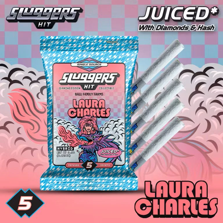 Sluggers Hit - Sluggers x Ball Family Farms - Infused Preroll - 0.7g 5pk - Laura Charles Main Image