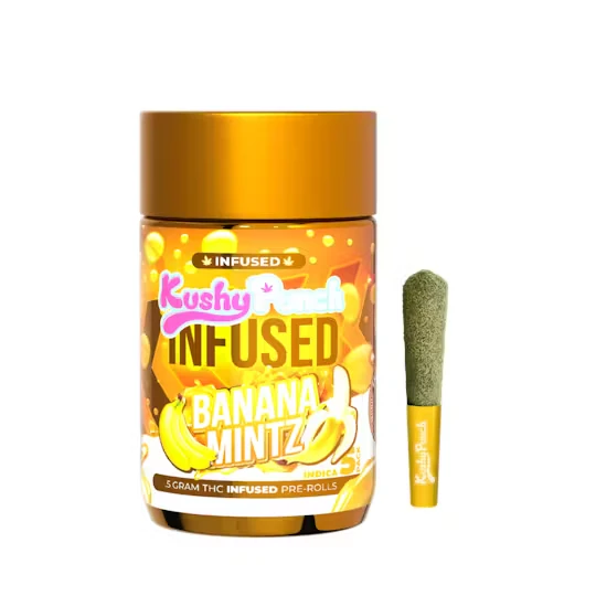 Kushy Punch - Kushy Punch Infused 5pk Prerolls 2.5g Banana Mintz Main Image