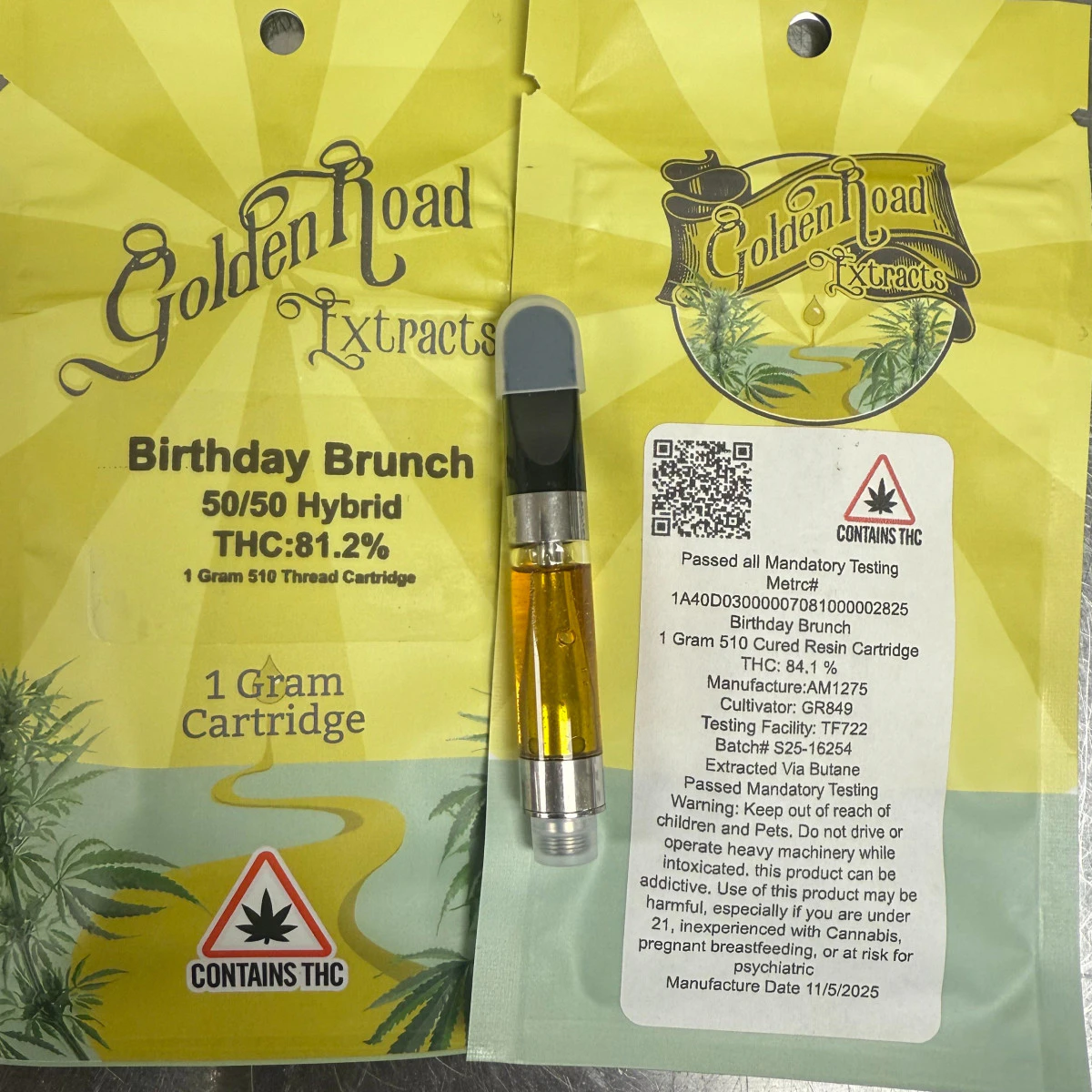 Golden road extracts - 1g Cart | Birthday Brunch | Cured Resin Main Image