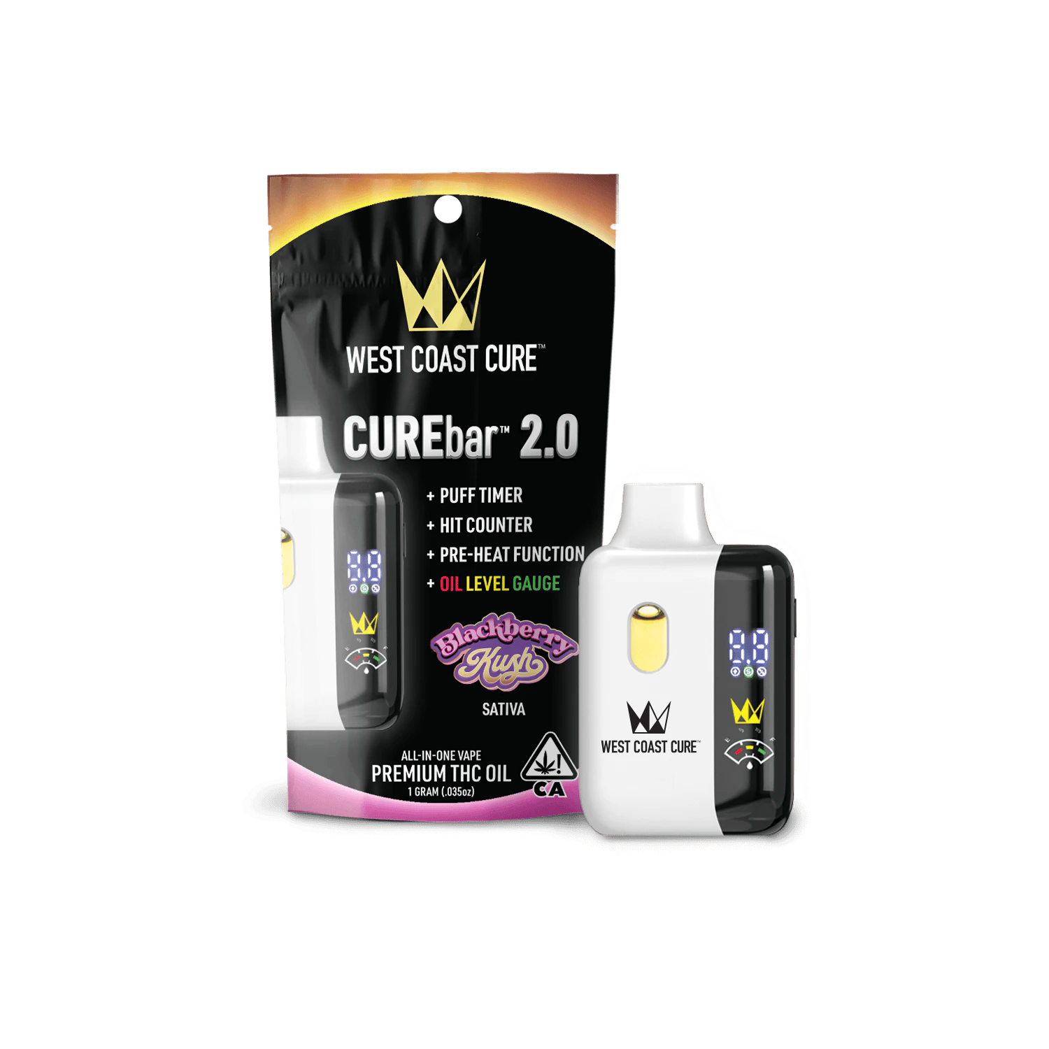 West Coast Cure - West Coast Cure - Disposable - Blackberry Kush - Cure Bar 2.0 - 1G Main Image