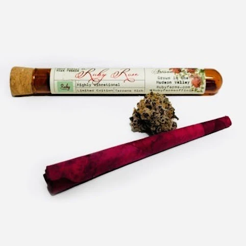 Ruby Farms - Strawberry Fields- Hybrid- 43.6% THC | 1.5 Hash Infused Rose Petal (Pre-Roll) | Ruby Farms-AC7 BACK