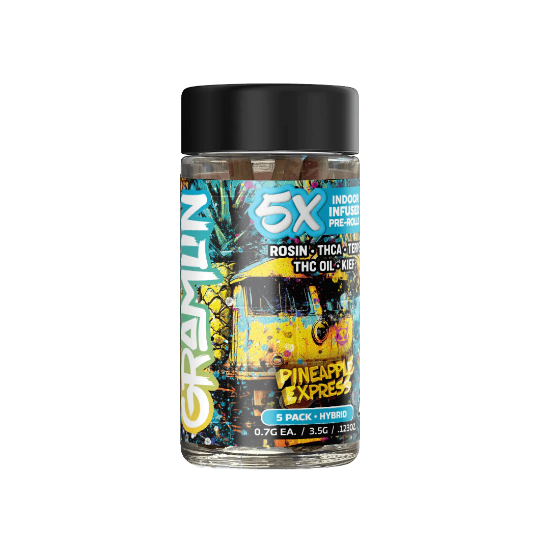 Gramlin - 0.7g Pineapple Express / 5-Pack Indoor Rosin Infused Pre-Rolls / Gramlin Main Image