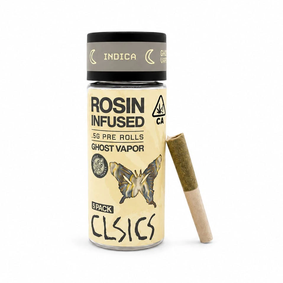 CLSICS - CLSICS | Ghost Vapor | Rosin Infused Pre-Roll Pack | [2.5g] 5pk | Indica Main Image