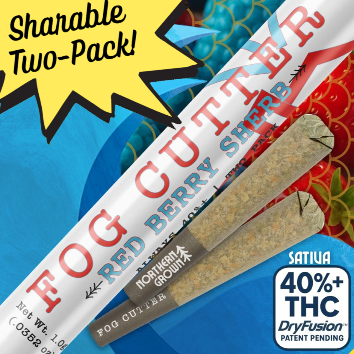 Cannabis Cured - Fogg Cutter | Red Berry Sherb | 0.5g Pre-Roll | 2-Pack | 1g Total | Resin Infused | [S] Main Image