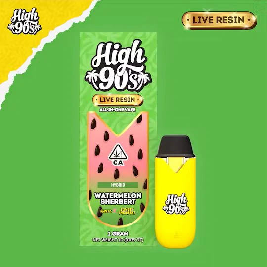 HIGH 90s - High 90's Live Resin All In One 1g Watermelon Sherbert Main Image