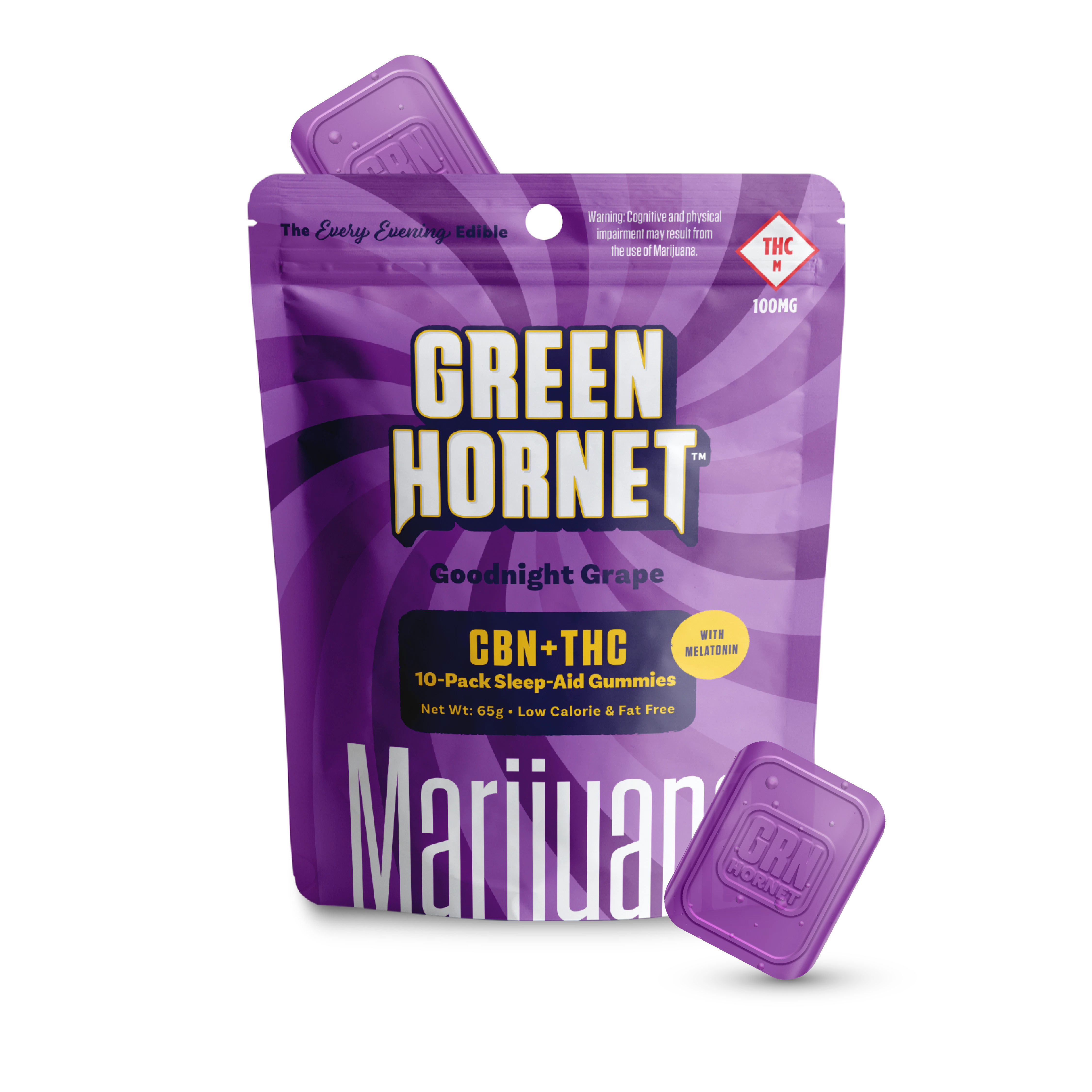 Green Hornet - GREEN HORNET - GOODNIGHT GRAPE 100MG THC / 50MG CBN Main Image