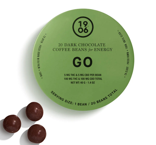 1906 - Go Beans -Hybrid- 100mg THC | 20 Dark Chocolate Coffee Beans for ENERGY | 1906    -n7