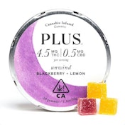 PLUS - Unwind - Blackberry & Lemon Gummies 90mg THC : 10mg CBD 20pk