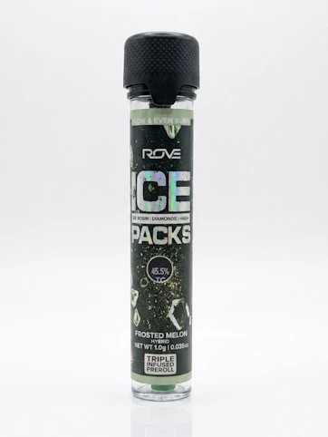 ROVE - Frosted Melon -Indica- 45.5% THC | Triple Infused Ice Packs (Rosin, Hash, and Diamonds) | 1g (Pre-Roll) | Rove  -i11 front