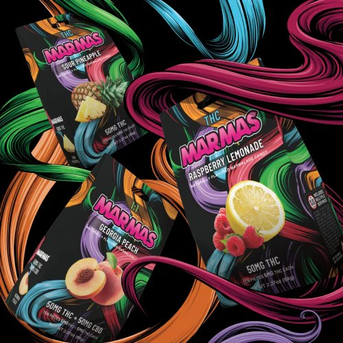 Marma's - Raspberry Lemonade 1:1 | THC:CBD Gummies | Marmas Main Image