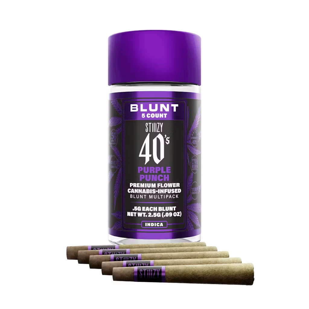 STIIIZY - Purple Punch (I) 40.23% THC | 40s infused Mini Blunt Multipack (5pk/2.5g) | Stiiizy Main Image
