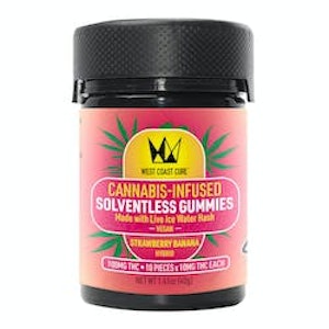 West Coast Cure - Strawberry Banana - 10mg Hash Gummies 10pk