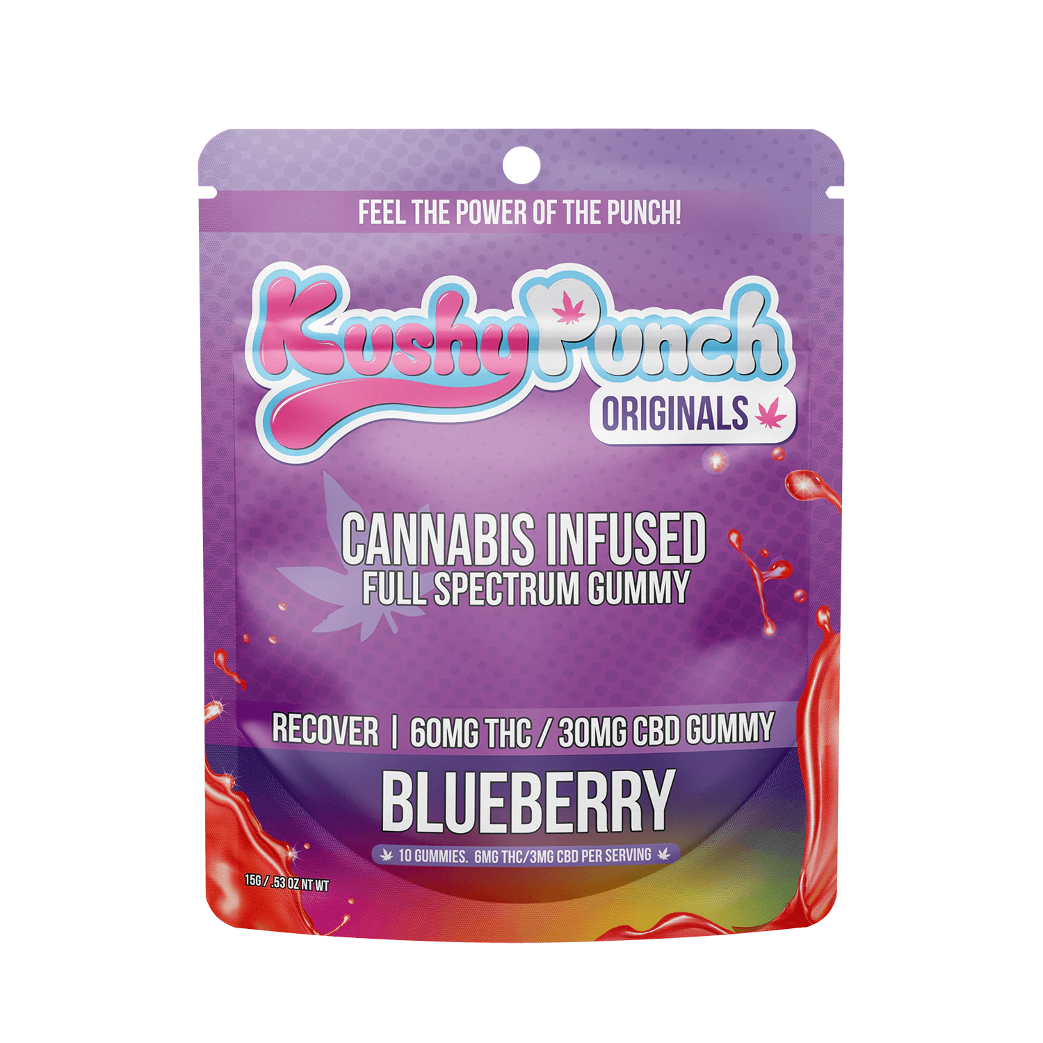 Kushy Punch - Recover 2:1 THC CBD - Blueberry Gummies Main Image