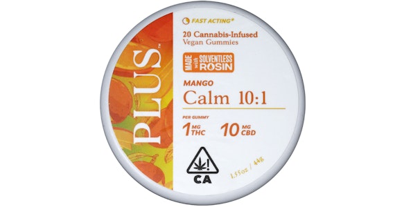 Plus - Plus - Mango 10:1 CBD Calm Solventless Rosin Gummies - 200mg
