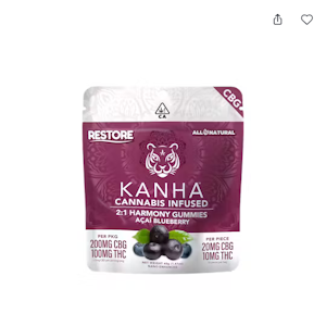 KANHA - [KANHA] CBG GUMMY - 200MG - FX - ACAI BLUEBERRY