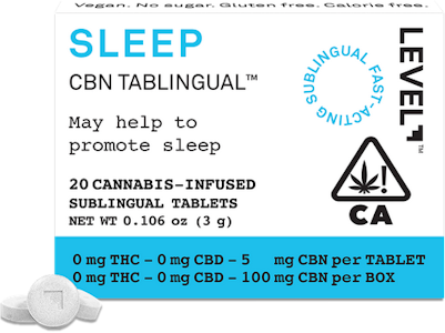 LEVEL - [LEVEL] TABLINGUAL - 100 MG - 20PK - SLEEP CBN