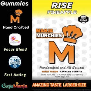 MANJA MUNCHIES - Pineapple Gummies | 100 MG | 10 PK | RISE | Sativa