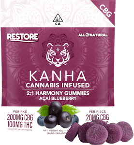 KANHA - [KANHA] CBG GUMMIES - 2:1 - ACAI BLUEBERRY (H)
