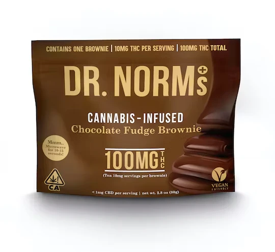 Dr. Norm's - [Dr. Norm's] Brownie - 100mg - Fudge (Vegan Friendly) Main Image