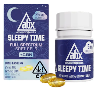 ABX - [ABX] SLEEPY TIME THC:CBN SOFT GELS - 250:125MG TOTAL (25MG:12.5MG PER DOSE) - 10 COUNT